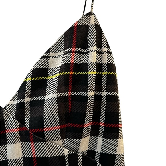 NWT Alice + Olivia Julietta Plaid Side Slit Slip Dress Satin Multicolor Sz 0 - Picture 14 of 14